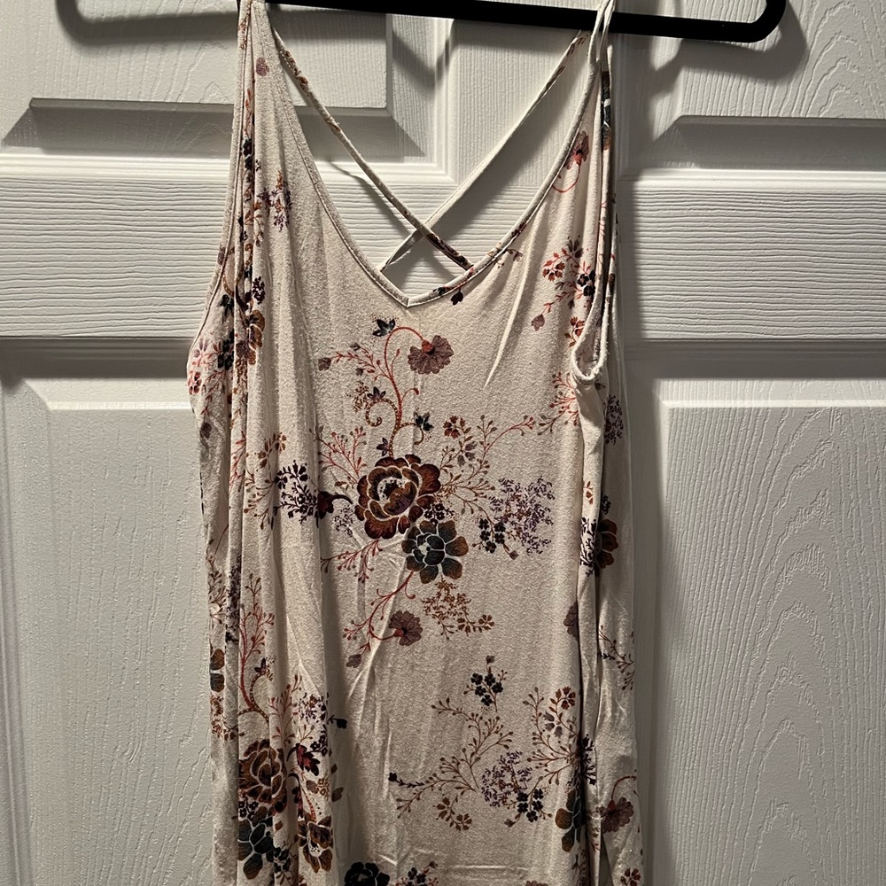 Cream and Floral Criss Cross Tank